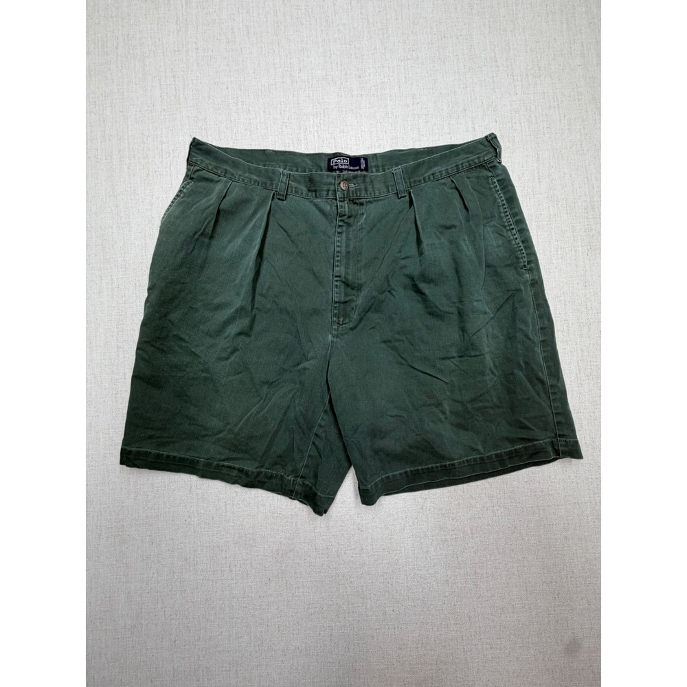 VTG 90s Polo Ralph Lauren Tyler Short Mens 42 Green Pleated Cotton Chino Shorts
